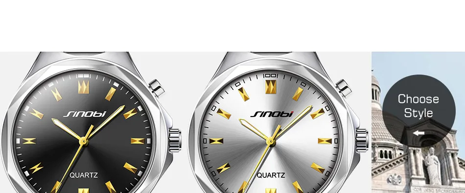 SINOBI повседневные мужские наручные часы, светильник из нержавеющей стали, ремешок для часов, Лидирующий бренд, роскошные мужские кварцевые часы Geneva, Meskie Zegarki