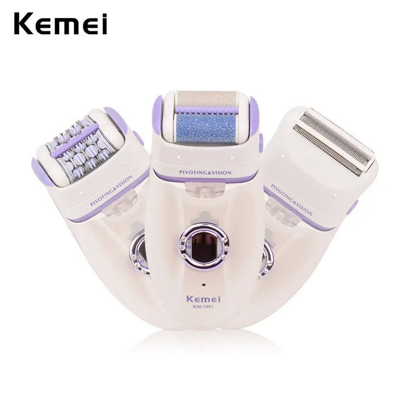 

Kemei 3 In 1 Women Electric Dead Skin Callus Remover Lady Epilator Epilation Shaver Care Depilatory Depilation Bikini Body 3031