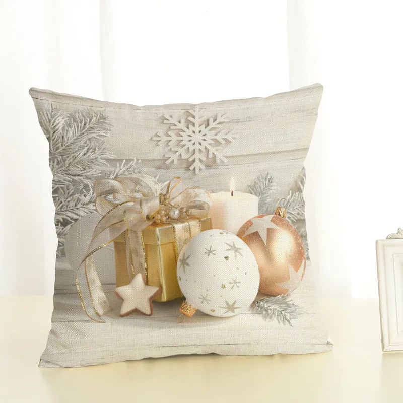 Рождественская наволочка для подушки, украшения для дома, квадратная льняная наволочка для подушки, Подарочная декоративная наволочка, Рождественский шар, узор - Цвет: 7