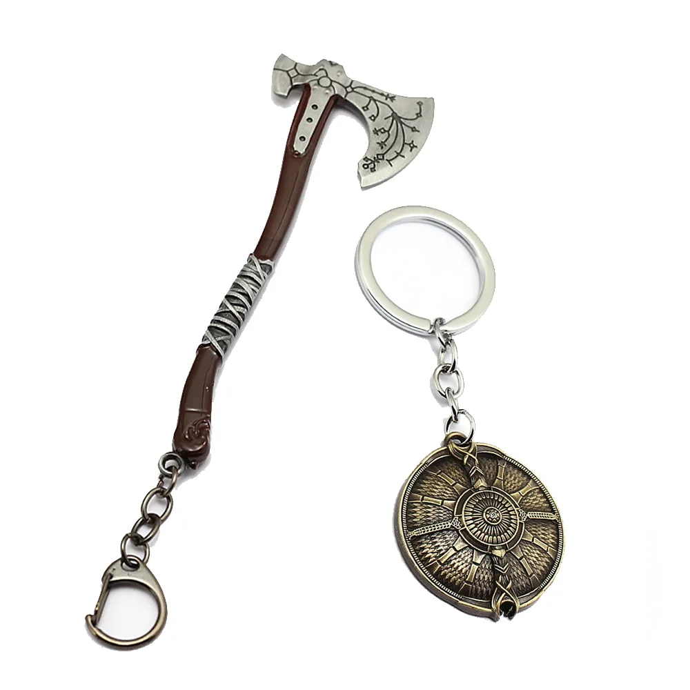 

God of War 4 Leviathan Key Chain Metal Keyrings Kratos Guardian Shield Ice Axe Charm Pendant llaveros Car Keychain Game Jewelry