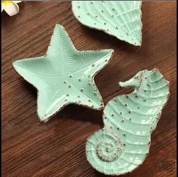 

Creative Mediterranean Fashion Ceramic Small Fruit Plate Dessert Box Dish Starfish Dish Conch Dish Tableware Dried Fruit Plate