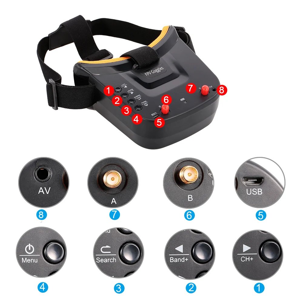 Fpv Set  1.66mm lens Starlight HDR 1200TVL fpv camera with 5.8G 40CH Dual Antennas 3 Inch FPV Goggles Video Glasses Headset HD 5