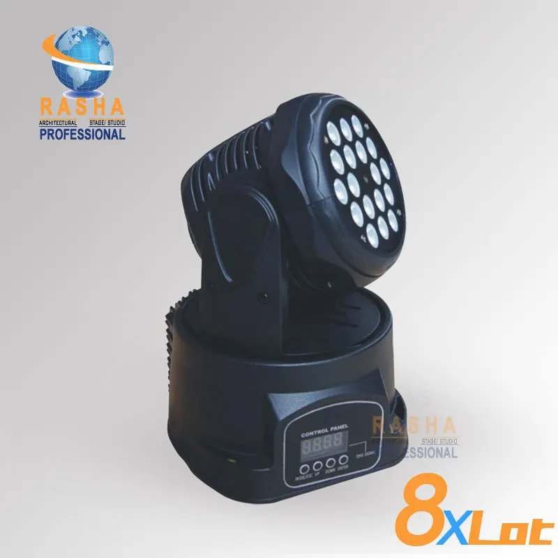 

8X Lot Freeshipping 18pcs*3W RGB Mixed Color LED Moving Head Wash Light With 8 in1 Flightcase