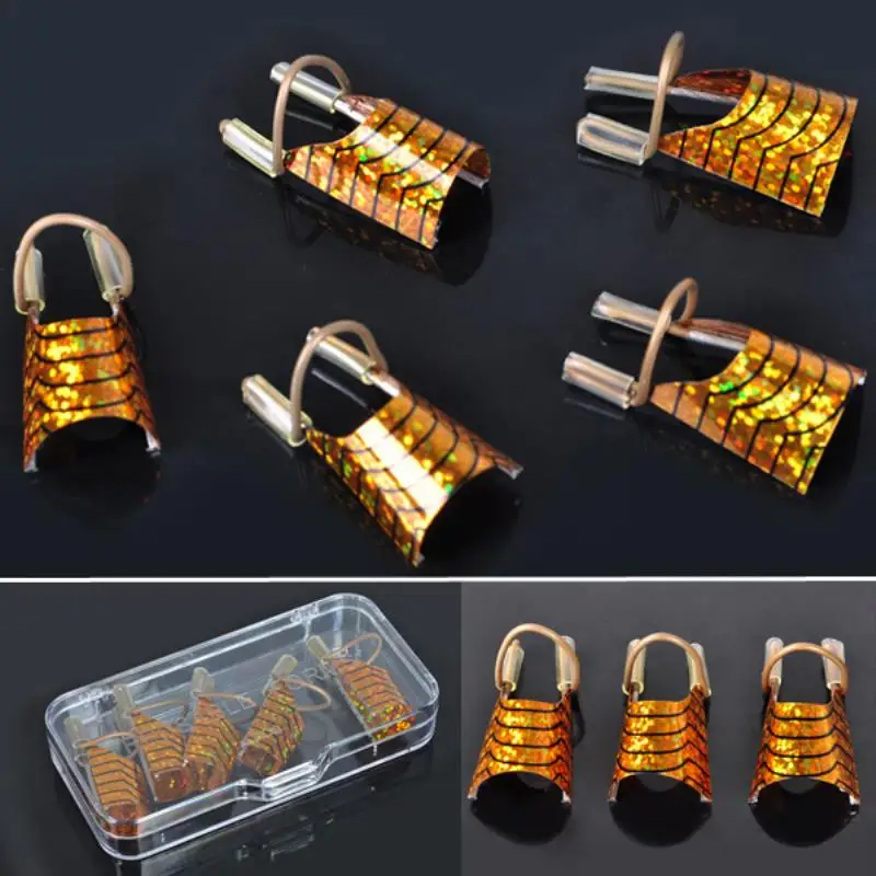 

Shellhard 5pcs Nail Forms Gold Reusable Nail Forms Acrylic UV Gel Nail Polish Nails Art Tool For Salon Home Use