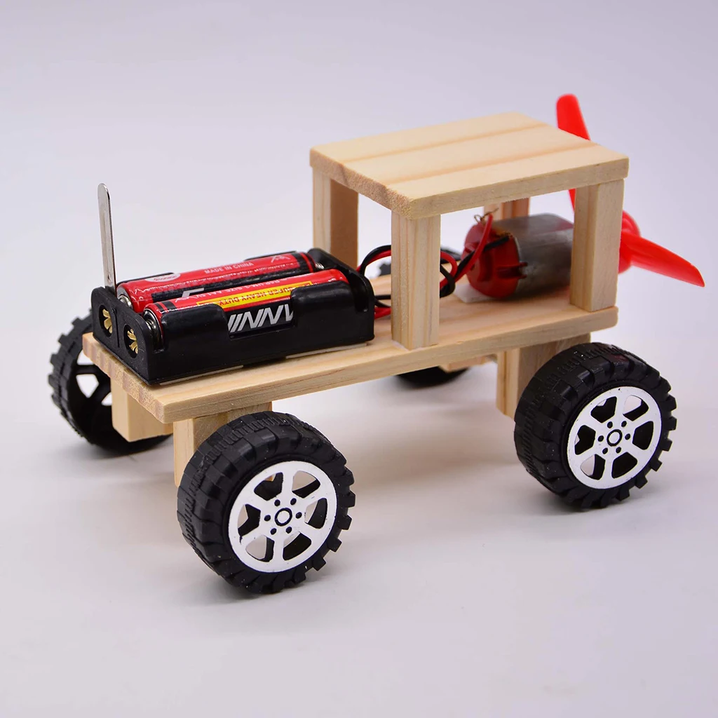 Wind Powered Car Model DIY Assemble Kit School Physics Science Educational Toy