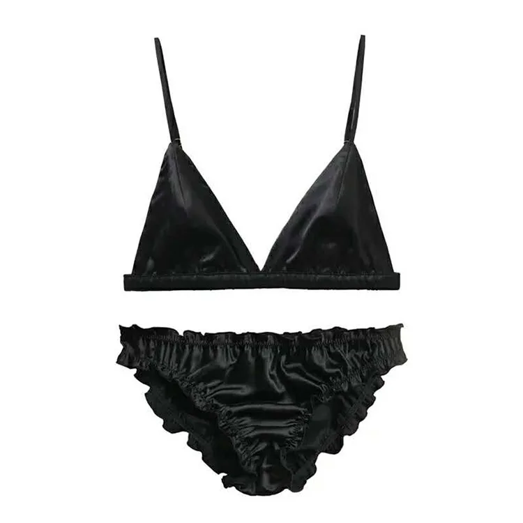 Новые Нижнее белье Женщины набор гостиная Bralette оборками шелковые Bralet