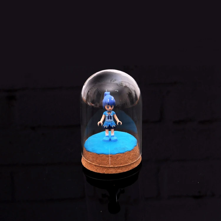 Home Glass Dome Display Jar Cover Shield Shade With Wooden Cork Tabletop Decor Crafts Figurines Miniatures Kids Birthday Gift