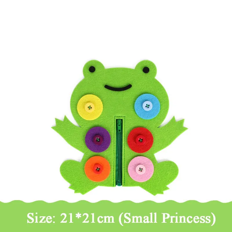  3Pcs/set Creative Felt Puzzle Teaching Toys Kids Handmade Fabric Frog Button Pull Zipper Kindergart - 32763968934