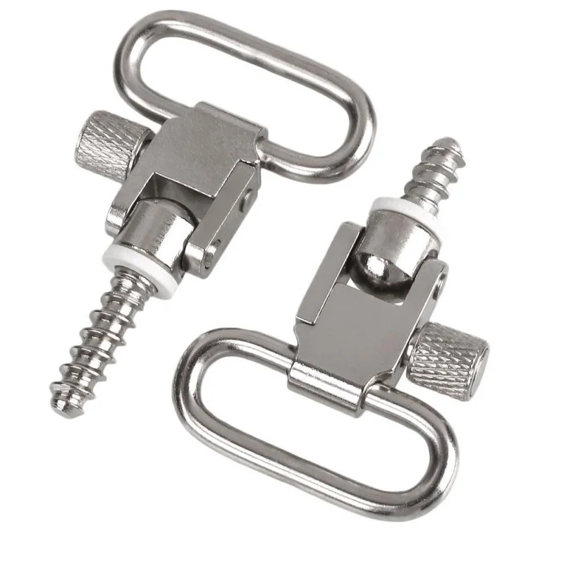 

2Pcs Silver Color Quick Detach Sling Swivels Stud 1'' Hunt Accessories Kit For Gun Rifle Hunting W/Screws Sling Mount