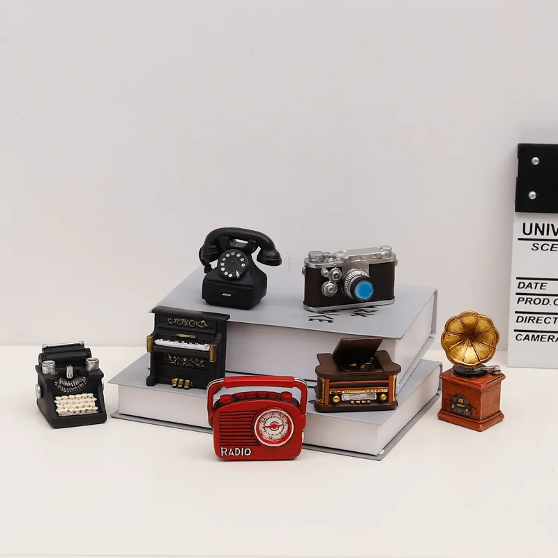 

Micro landscape Retro Radio Pianos Cameras Telephone Model Antique Imitation Nostalgia Ornament Craft Bar Home Decor Gift