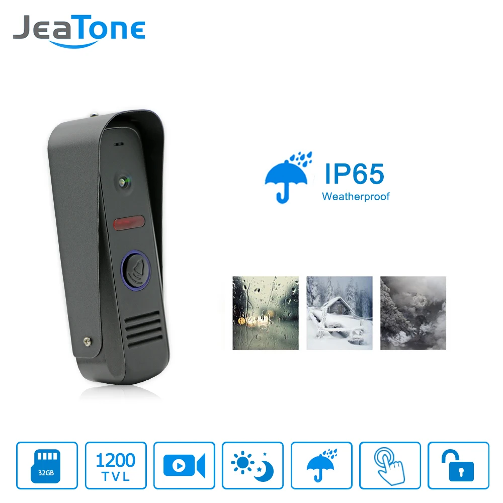 JeaTone 1" сенсорная кнопка дверной монитор видеодомофон домашний дверной телефон рекордер система управления Дверной замок на двери Громкая связь