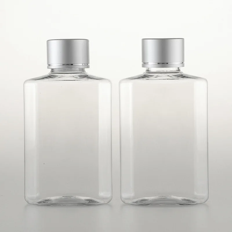 

2pcs/set 80ml transparent octagonal square bottle Anodized aluminum cover (with inner plug) Sub-bottle wholesale BQ184