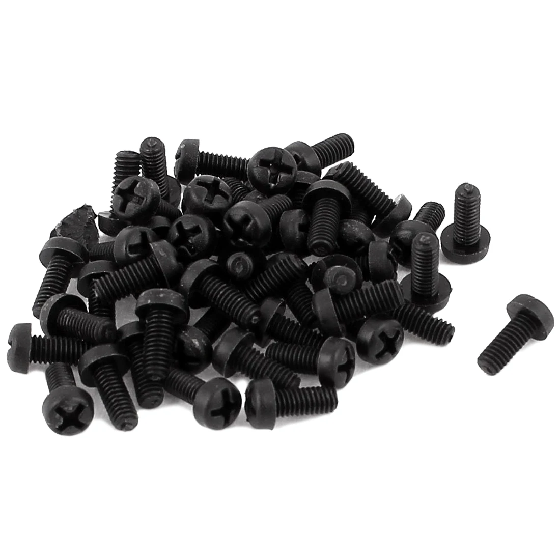 

50pcs M2.5 x 6mm Nylon Phillips Cross Pan Head Machine Screws Black