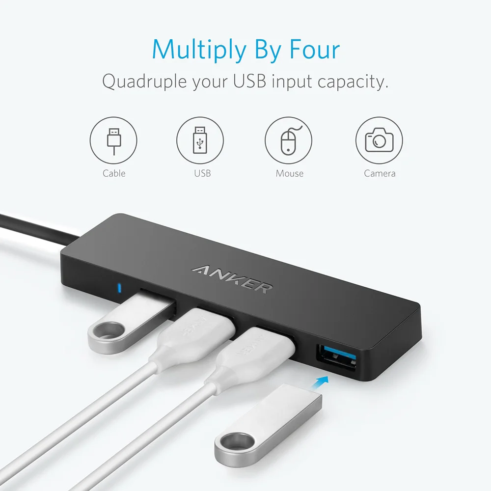 Anker 4 Порты и разъёмы USB 3 0 Ultra Slim центр данных для Macbook Mac Pro/mini iMac Surface Pro XPS ноутбук