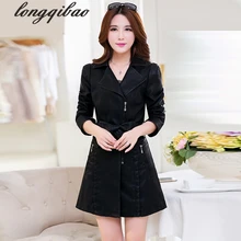 Европа и США в осенние и зимние новые женские кожаные большие размеры PU ветровка