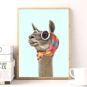 

Fashion Llama Art Canvas Poster Home Decor 12x18 24x36inch
