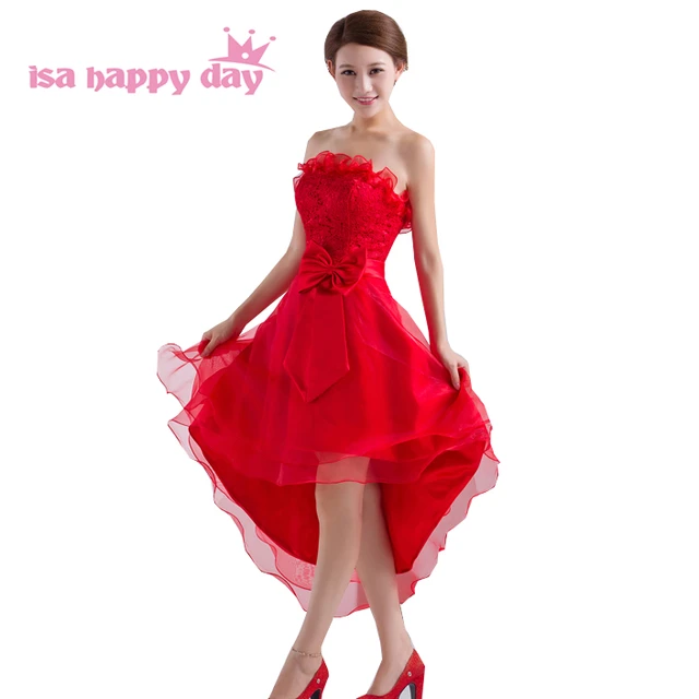 Short Strapless Red Gown Dress