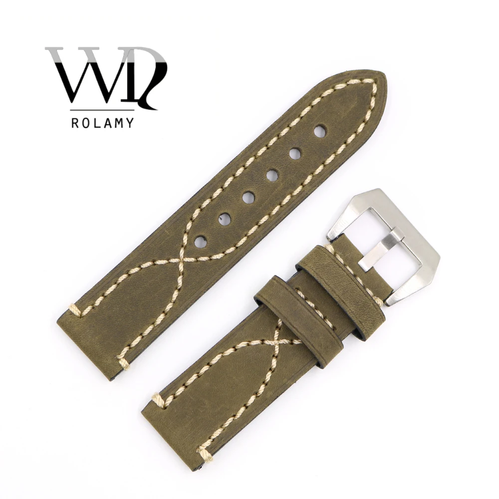 

Rolamy 20 22 24 26mm Green Thick Strap Watch Band For Tag CARRERA Omega Montblanc Panerai Daytona Submariner Tissot