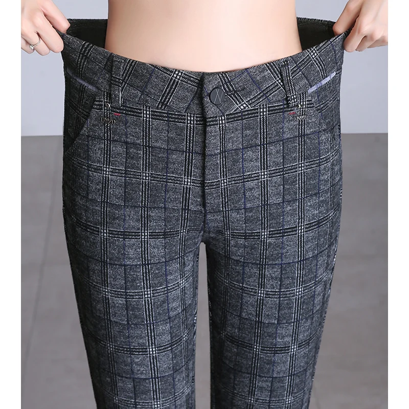 

2019 Autumn Winter European Style Women Trousers Plaid Wool&Blends Ladies Vintage England Capris Plus Size S- 6XL Harem Pants