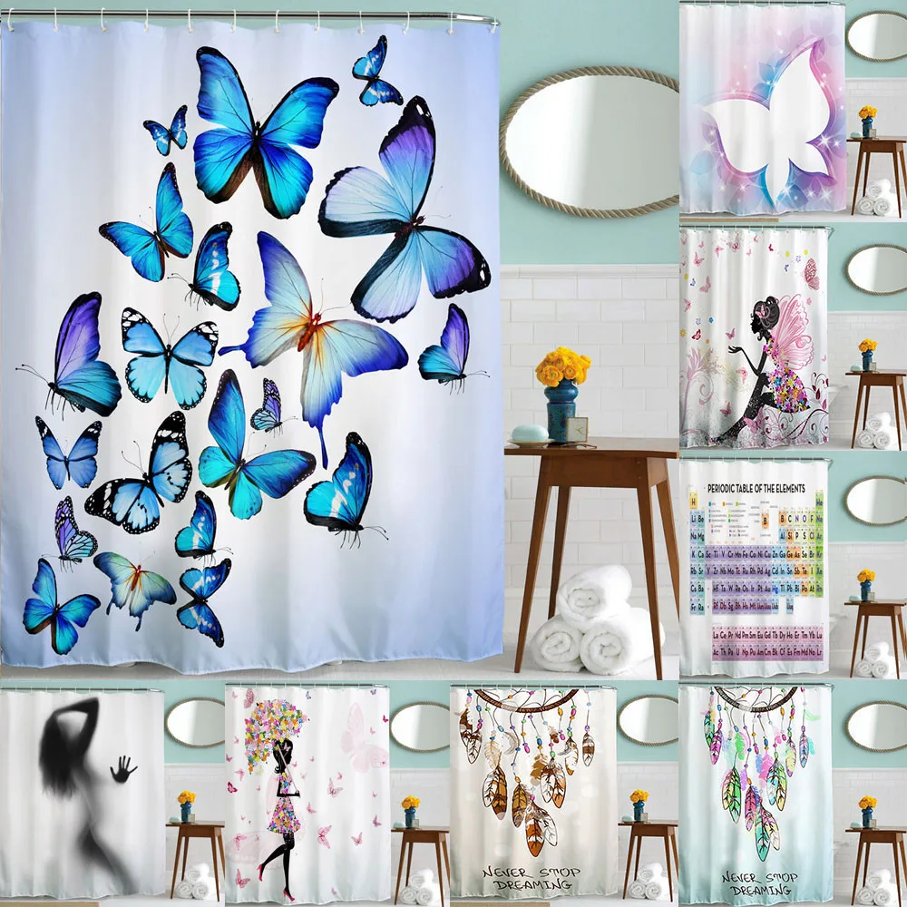 

Creative Periodic table of ele ments Pattern Fabric Waterproof Bathroom Shower Curtain Panel Sheer Decor With Hooks Set