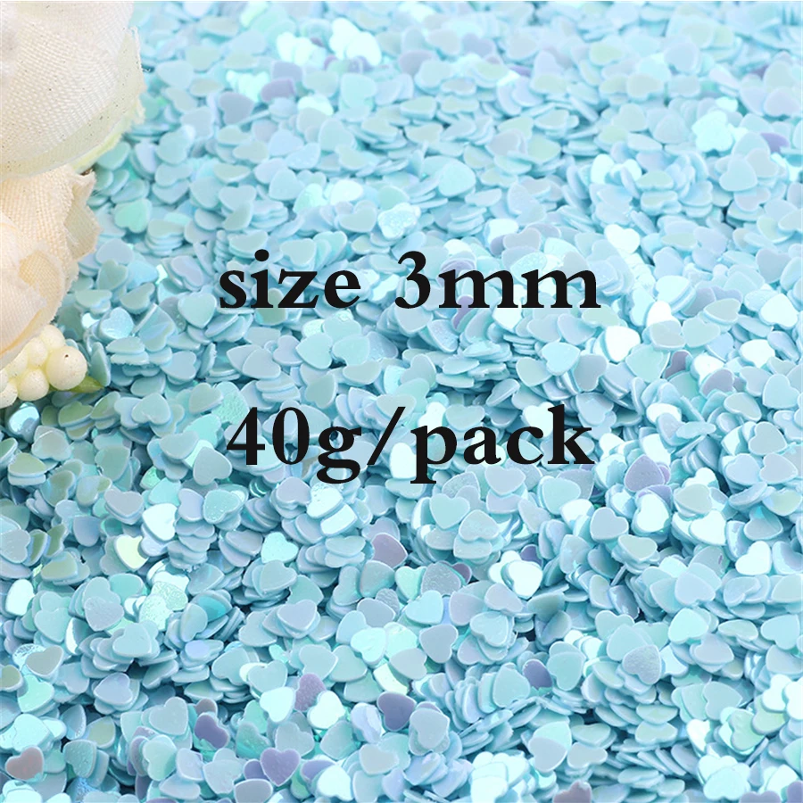 Heart Nail Colors Iridescent Sequins Glitters 3D Love Acrylic Nail Tip Sticker Decorations DIY Manicure Body Beauty Tools