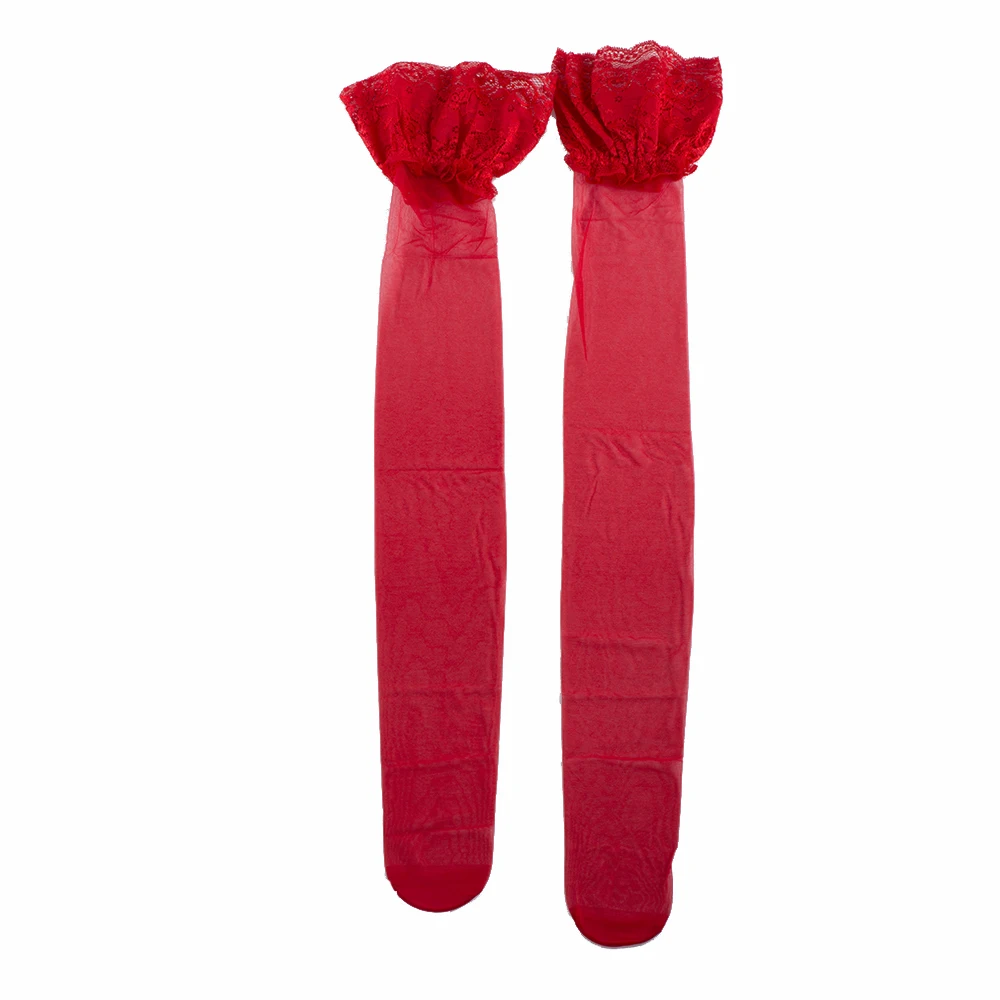 Сексуальные женские чулки, женские кружевные чулки, кремниевые прозрачные чулки до бедра, колготки для ночных клубов, высокое качество, красно-розовое белье - Цвет: 2132 red