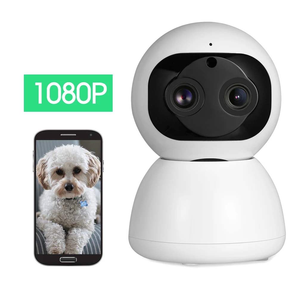 

Smart WIFI IP Camera 1080P with Dual-lens Telephoto&Wide-angle Panoramic Cam with APP Control for Elder Baby Pet Security Camera