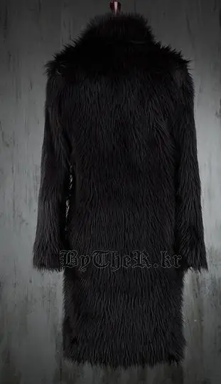 Мужское длинное пальто из искусственного меха Роскошные вечерние пальто из искусственного меха высокого качества зимний пушистый мех утепленное Пальто Куртка с отворотом Y781
