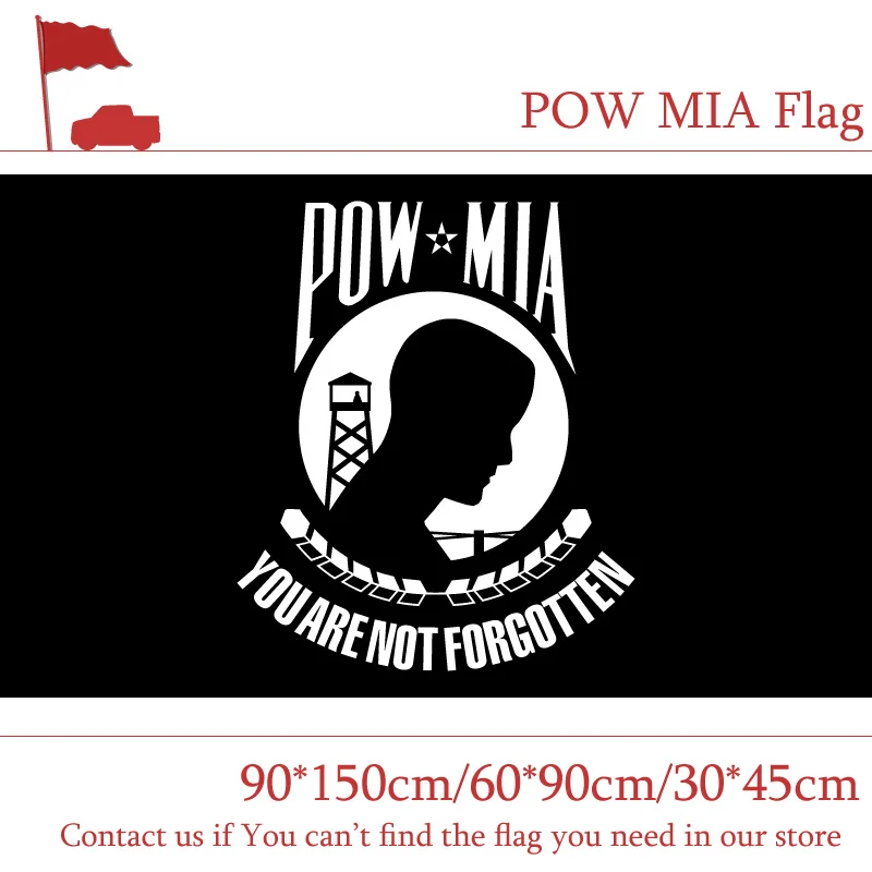 

Free shipping 3*5ft American POW MIA Flags 90*150cm 60*90cm MIA Banner 30*45cm Car Flag