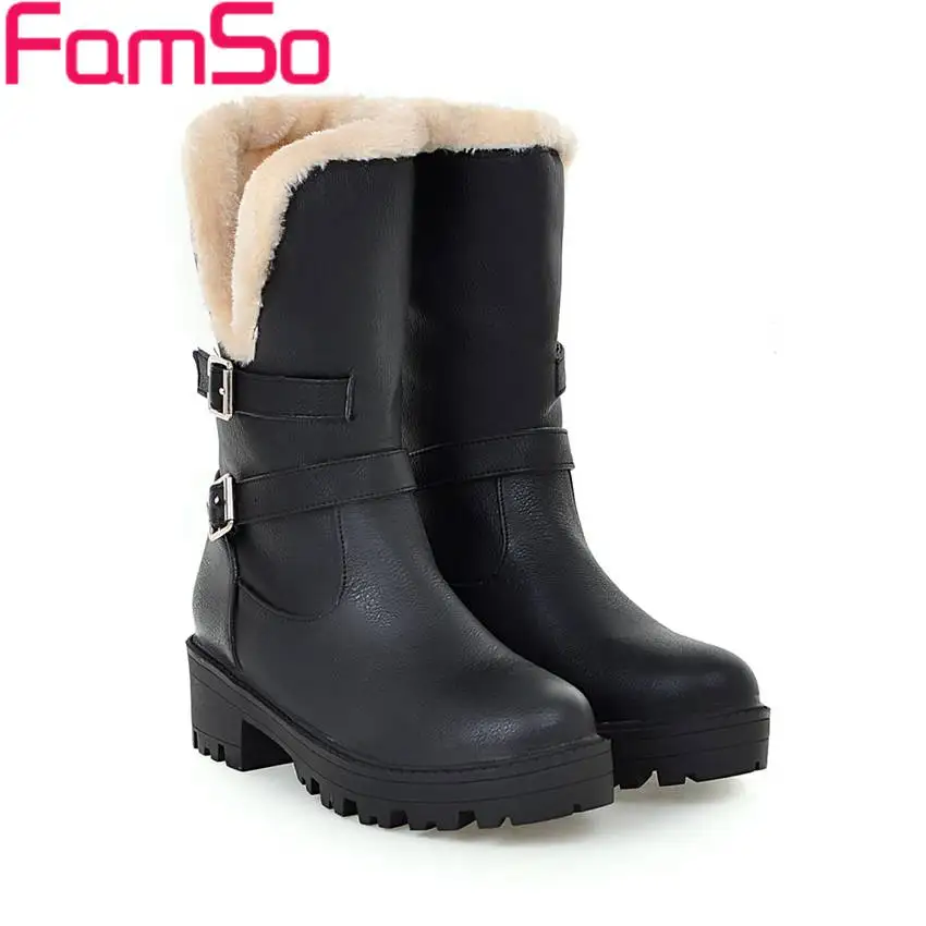 

Euro Size 34-43 2017 New Arrival Women Boots Black Buckle Riding Boots Russia Winter outdoor Warm Snow Boots ZWB4233