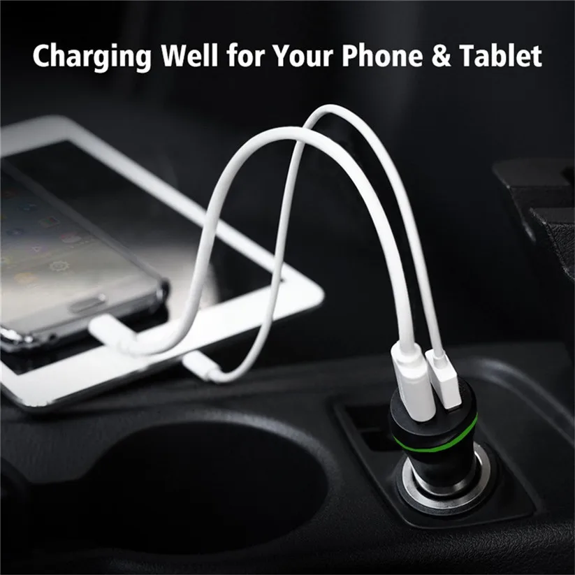 Car styling kongyide Charger Adapter Side 2 Port Light USB Car Charger Adapters For Iphone 8/8
