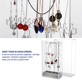 

Clear Acrylic Makeup Jewelry Organizer Velvet Ring Insert Earring Stud Necklace Pendant Holder Cabinet Stand Shelf Display