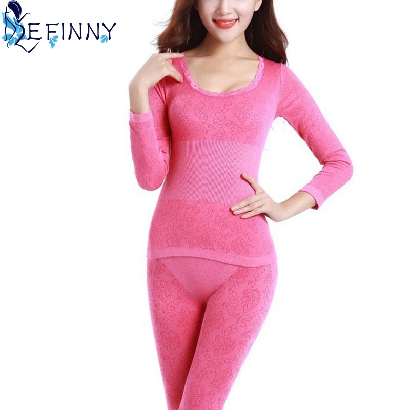 

2018 Women Tunic Winter Thermal Underwears New Fashion Seamless Breathable Warm Long Johns Ladies Slim Underwears Sets bottoming