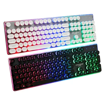 

Elisona 108 Keys Retro Typewriter Style Wired Backlight Gaming Keyboard Keypad Key Board for PC Desktop Csgo Overwatch Lol Gamer