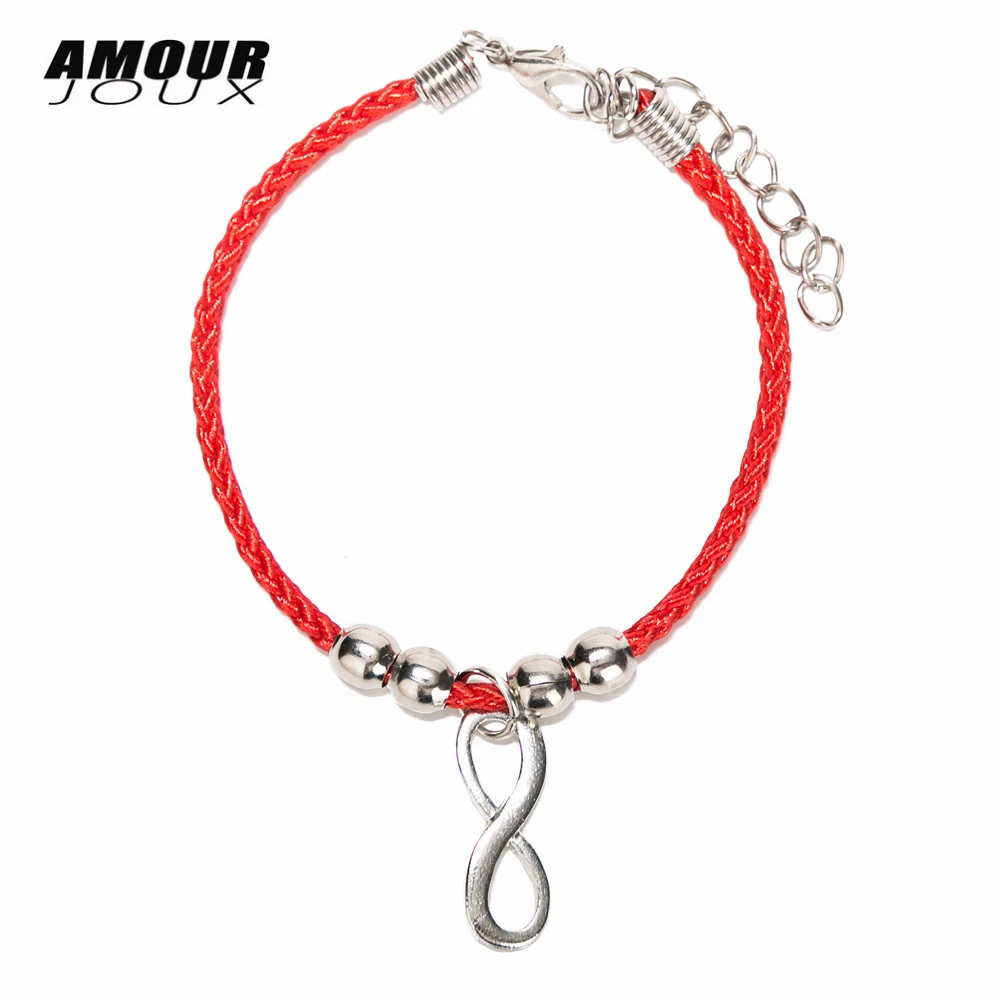 

Romantic Infinity Charm Red Thread Amulet String Chain Bracelets For Women With Extension Friendship Rope Bracelet