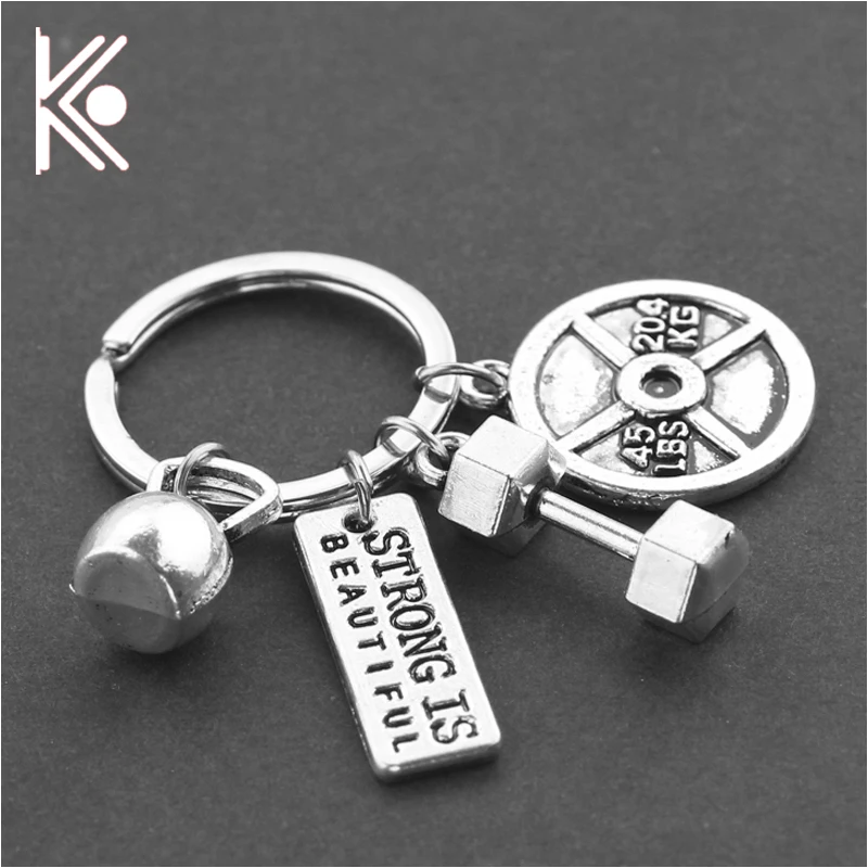

dumbbell pendant keychain Workout small dumbbell series zinc alloy weight lifting training key chain for key