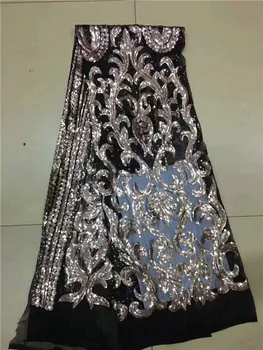 

Elegant French net Lace Fabric with sequins UN55(5yards/lot) nice tull cloth for party dress