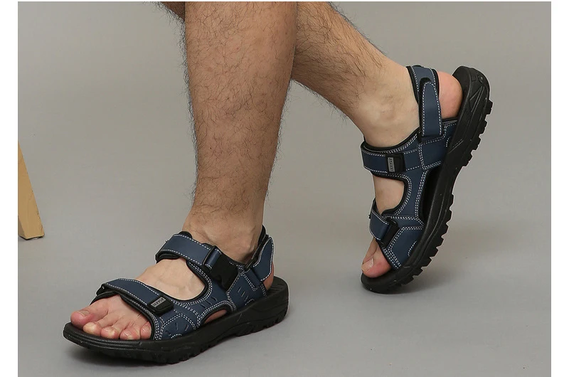 Летние мужские пляжные сандалии Большие размеры 47 Для мужчин Спортивная обувь дышащие черные туфли свет открытый Водонепроницаемый Кожа