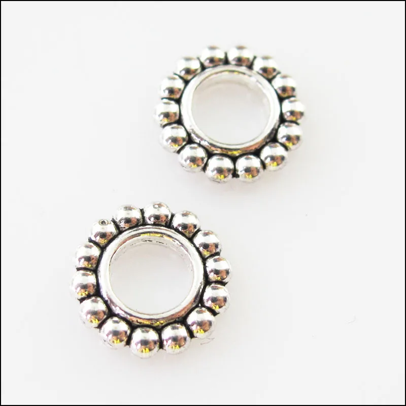 70Pcs Tibetan Silver Color Round Circle Spacer Beads Charms 10mm | Украшения и аксессуары