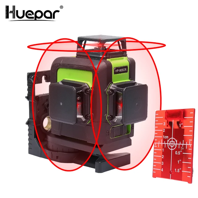 Best Offers Huepar 12 Lines 3D Cross Line Laser Level Self-Leveling 360degree Vertical & Horizontal Cross Super Powerful Red Laser Beam Line