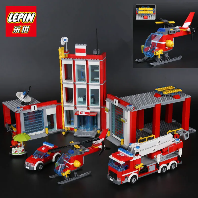 

IN STOCK LEPIN 02052 Genuine City Series 1029Pcs The Fire Station Set 60110 Building Blocks Bricks Educational Toys boys Gifts