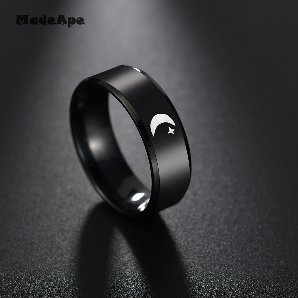 Новинка Лидер продаж кольцо MadApe из титановой стали 316L с Луной и звездой простое