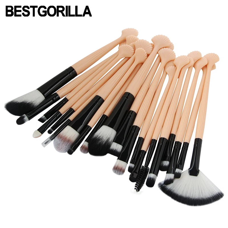 

BESTGORILLA Professional High-Quality 20pcs Shell type makeup handle brush Beauty tools Sets with eyebrow brush Free shipping