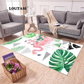 

LOUTASI Modern Door Mat Floor Carpet for Living Room Tropical Flamingo Pattern Coral Fleece Rug Anti-Slip Doormat Home Decor