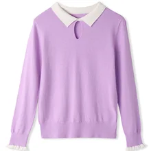 2018 Fall New Fashion Bottoming Shirt Lotus Leaf Sleeve Shirt Collar Sweater Collar Cashmere Sweater vestidos