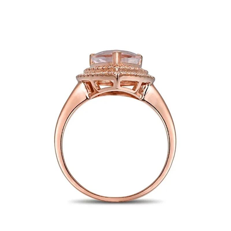 CaiMao 18KT/750 Rose Gold 2.56 ct Natural Morganite & 0.31 ct Round Cut Diamond Engagement Gemstone Ring Jewelry