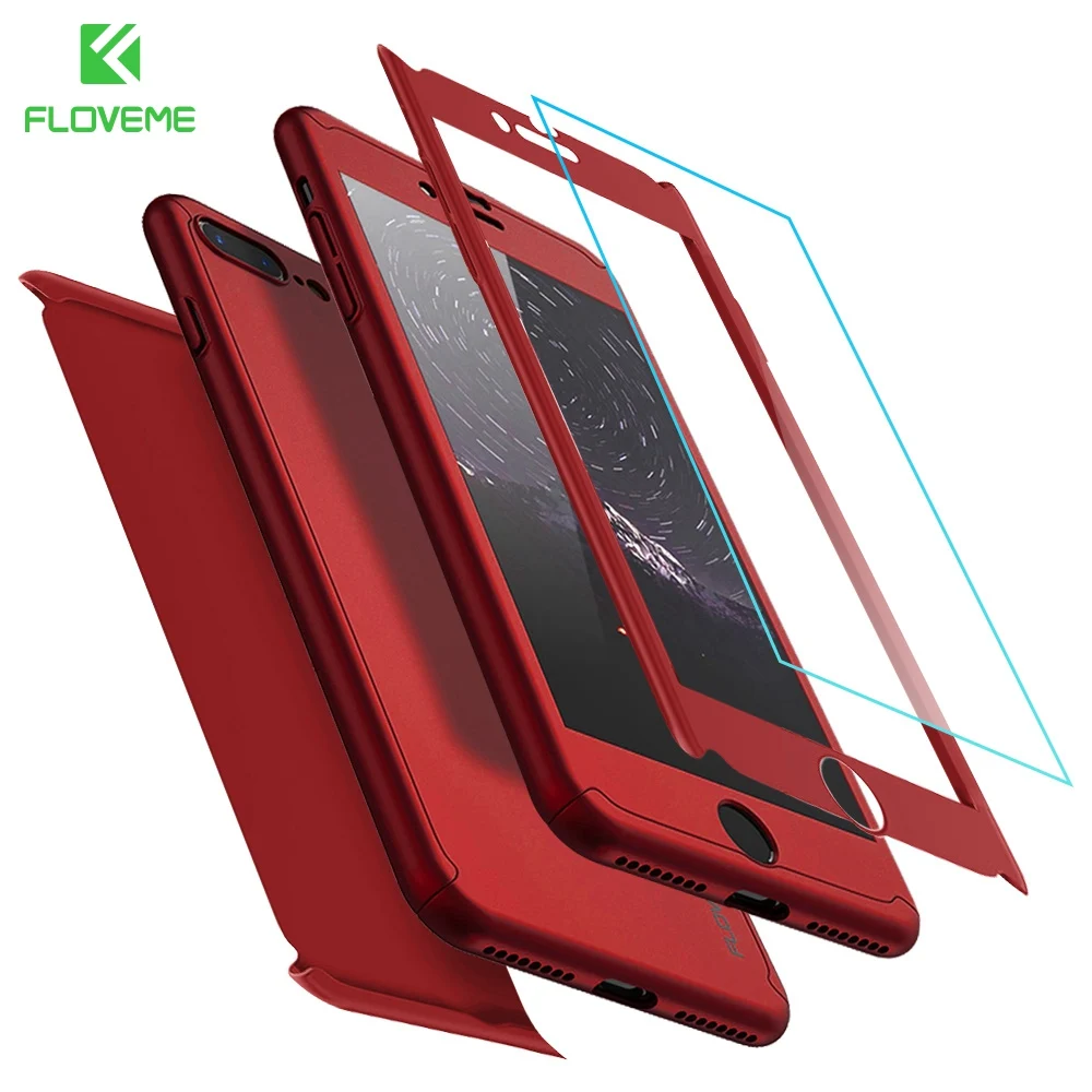 Floveme Корпус для телефона с полным покрытием iPhone 6 6S 7 8 Plus 5 5S SE Ультра тонкий жесткий