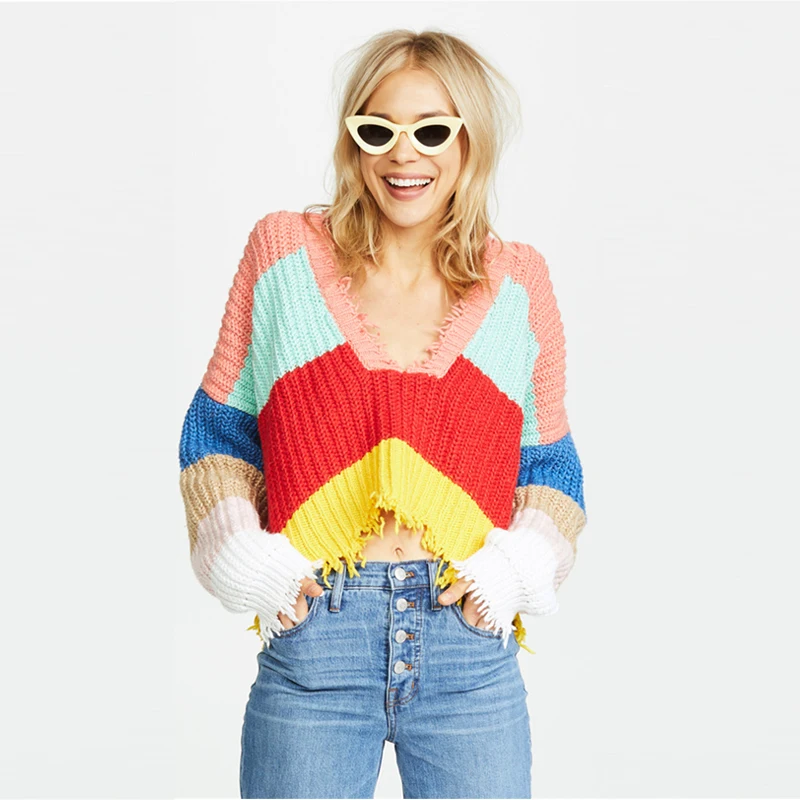 deep v neck sweater(2)