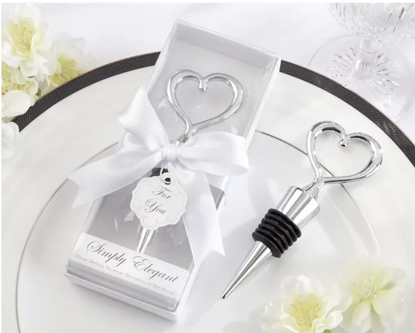 

120pcs/lot Elegant Wedding party favor gift heart shaped Wine Bottle Stopper with box Bridal Christmas holiday ww002