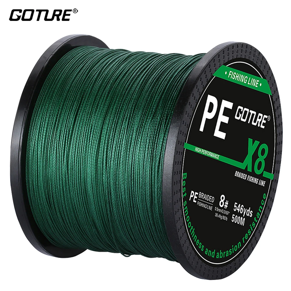 Goture 8 السواحل PE مضفر الصيد خط 500 متر المتعددة الشعيرات سوبر قوي اليابان خط سلك الحبل حبل الكارب الصيد اكسسوارات